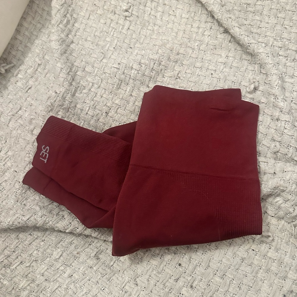 Set active brick red high waisted leggings